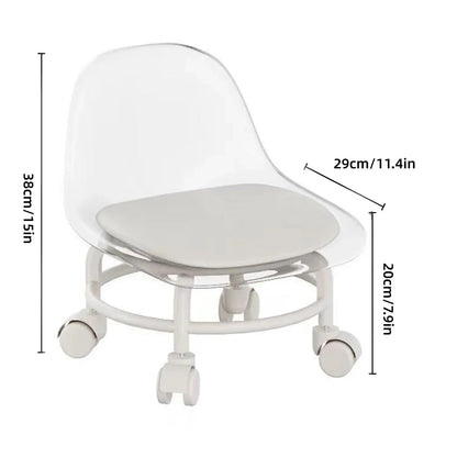 Stool with Universal Wheels Pulley Short Stool with Backrest Comfortable Seat - Pink - Mekamart Australia
