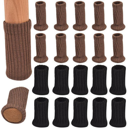 24Pcs Knitted Table Chair Leg Socks Sleeve Floor Protector Furniture Feet Covers - Brown - Mekamart Australia