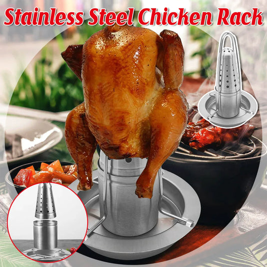 Stainless Steel Chicken Grill Outdoor BBQ Roaster Rack Portable Multi Functional - Mekamart Australia