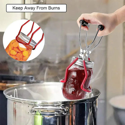 Stainless Steel Canning Jar Lifter Anti-Slip Lifting Tongs Gripper Anti-scalding - Red - Mekamart Australia