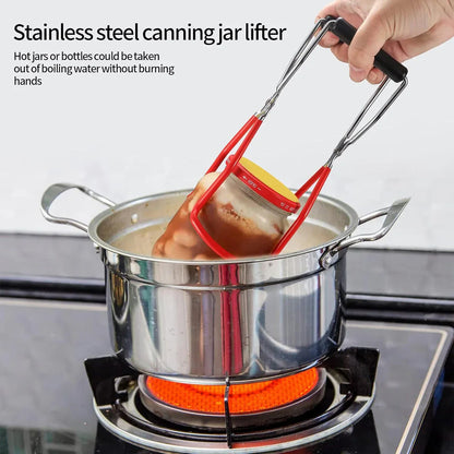 Stainless Steel Canning Jar Lifter Anti-Slip Lifting Tongs Gripper Anti-scalding - Red - Mekamart Australia