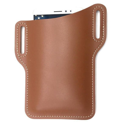 Leather Phone Holster Pouch Belt Clip Loop Waist Bag Cover Case for Men - Brown