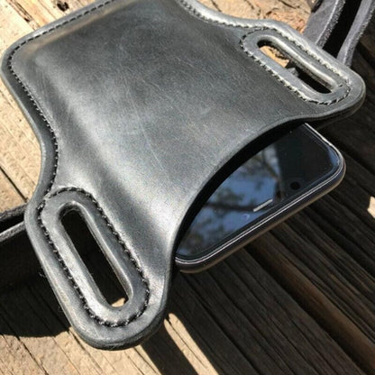 Leather Phone Holster Pouch Belt Clip Loop Waist Bag Cover Case for Men - Brown