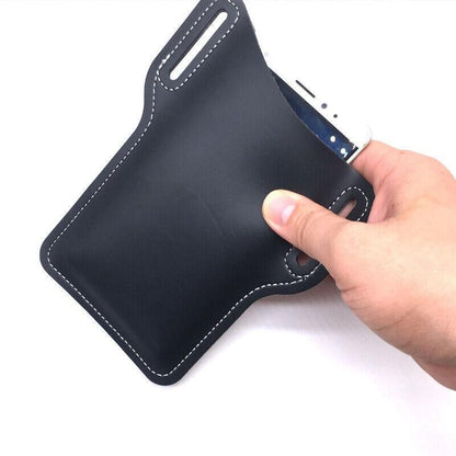 Leather Phone Holster Pouch Belt Clip Loop Waist Bag Cover Case for Men - Brown