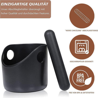 Coffee Knock Box Espresso Grounds Bin with Non Slip Base and Rubber Knock Bar 550ml - Mekamart Australia