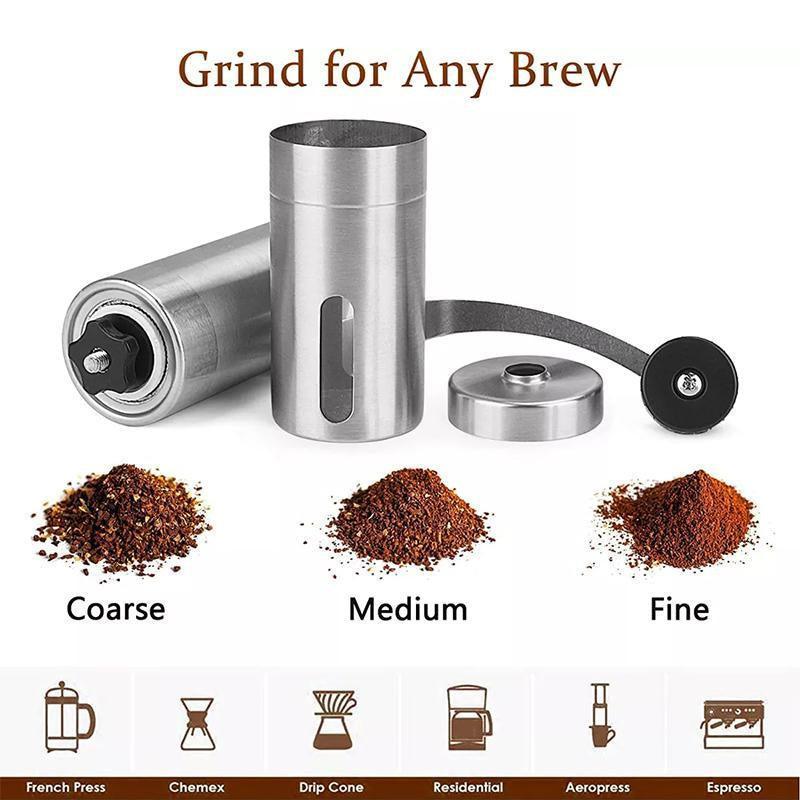18.8cm Manual Coffee Bean Grinder Stainless Steel Hand Coffee Mill Ceramic Burr - Mekamart Australia