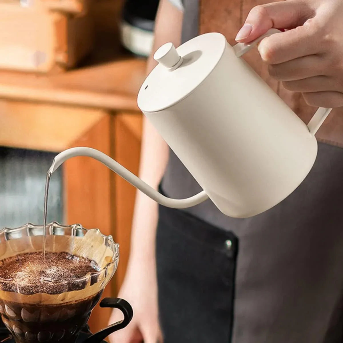 Hand Drip Coffee Pot Stainless Steel Fine Spout Hanging Ear Filter Cup Kettle - Black - Mekamart Australia