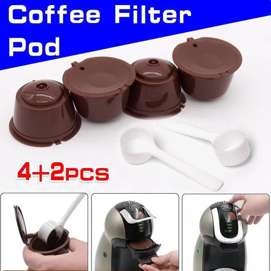 Reusable Coffee Capsule Pods for Dolce Gusto with Spoons Refillable Filter Cup 4 Pack - Mekamart Australia