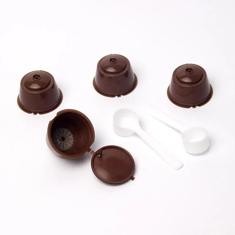 Reusable Coffee Capsule Pods for Dolce Gusto with Spoons Refillable Filter Cup 4 Pack - Mekamart Australia