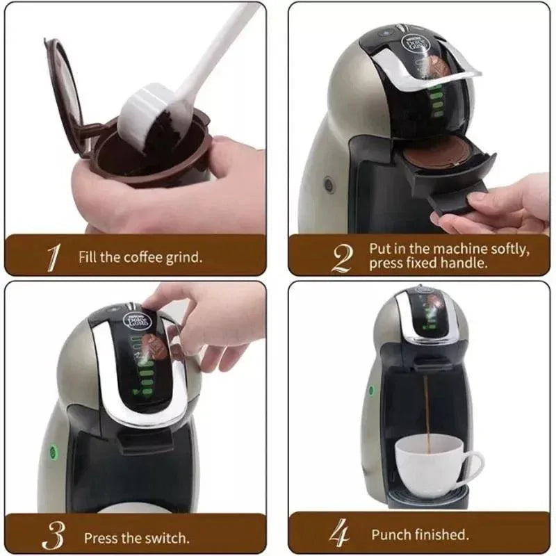 Reusable Coffee Capsule Pods for Dolce Gusto with Spoons Refillable Filter Cup 4 Pack - Mekamart Australia
