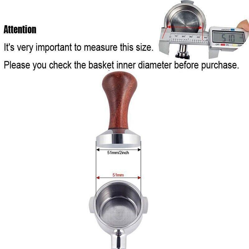51mm Coffee Tamper Aluminum Alloy Base Wooden Handle for Espresso Machine - Mekamart Australia