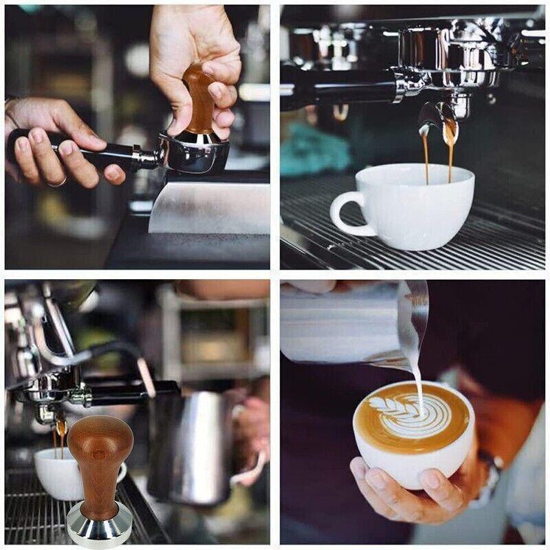 51mm Coffee Tamper Aluminum Alloy Base Wooden Handle for Espresso Machine - Mekamart Australia