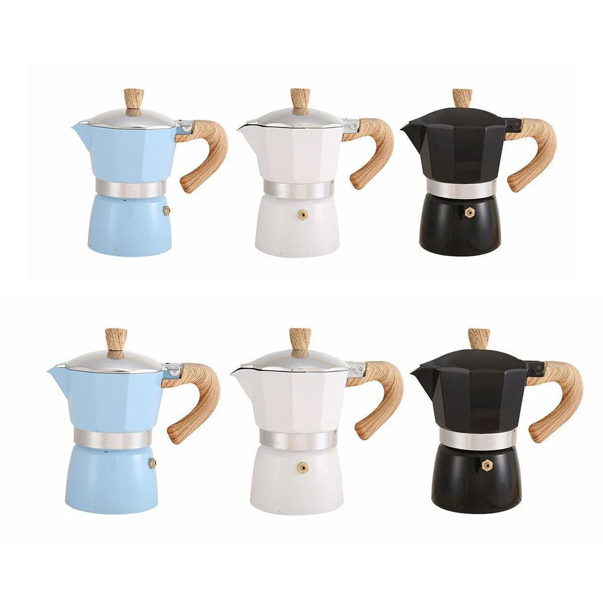 Portable Coffee Maker Wood Grain Handle Outdoor Manual Espresso Machine Camping - Beige-300ml - Mekamart Australia