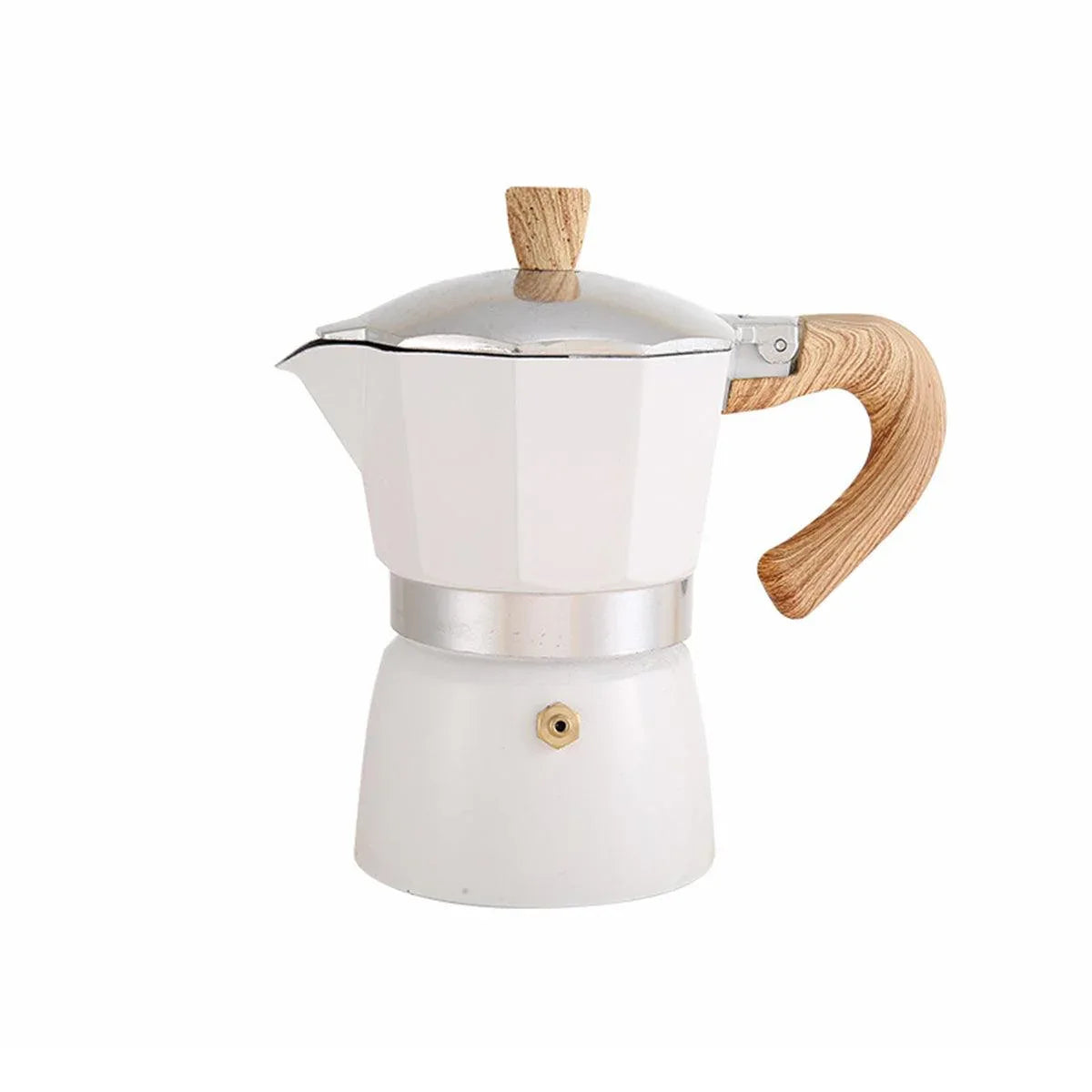 Portable Coffee Maker Wood Grain Handle Outdoor Manual Espresso Machine Camping - Beige-300ml - Mekamart Australia