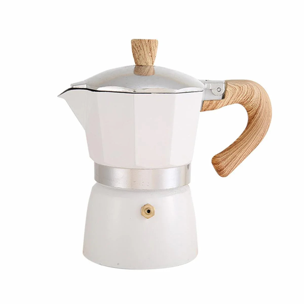Portable Coffee Maker Wood Grain Handle Outdoor Manual Espresso Machine Camping - Beige-300ml - Mekamart Australia