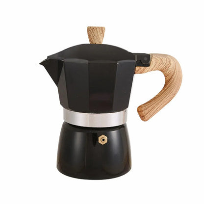 Portable Coffee Maker Wood Grain Handle Outdoor Manual Espresso Machine Camping - Beige-300ml - Mekamart Australia