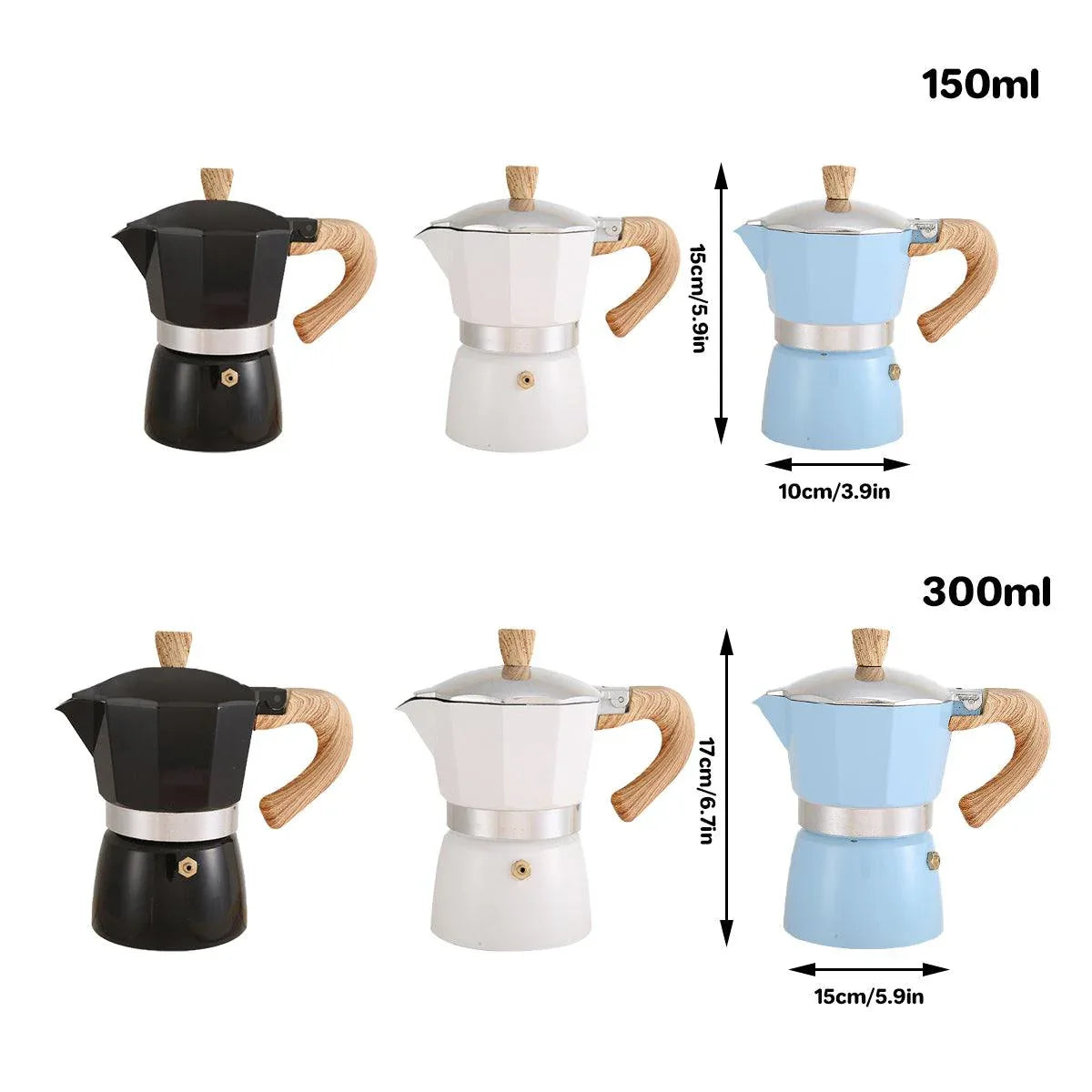 Portable Coffee Maker Wood Grain Handle Outdoor Manual Espresso Machine Camping - Blue-150ml - Mekamart Australia