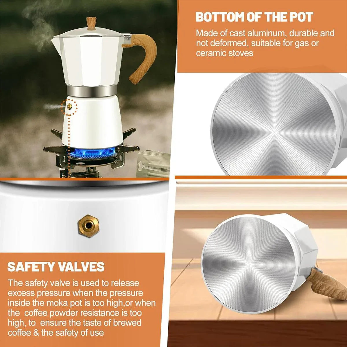 Portable Coffee Maker Wood Grain Handle Outdoor Manual Espresso Machine Camping - Blue-150ml - Mekamart Australia