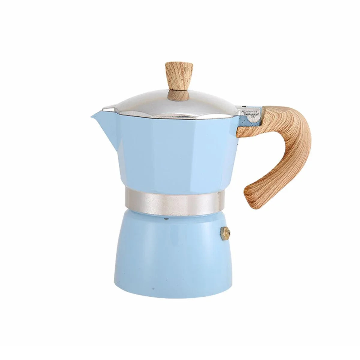 Portable Coffee Maker Wood Grain Handle Outdoor Manual Espresso Machine Camping - Blue-150ml - Mekamart Australia