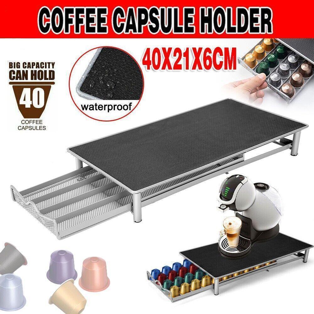Coffee Capsule Drawer Holder for 40 Nespresso Pods with Non-Slip Top Rack - Mekamart Australia