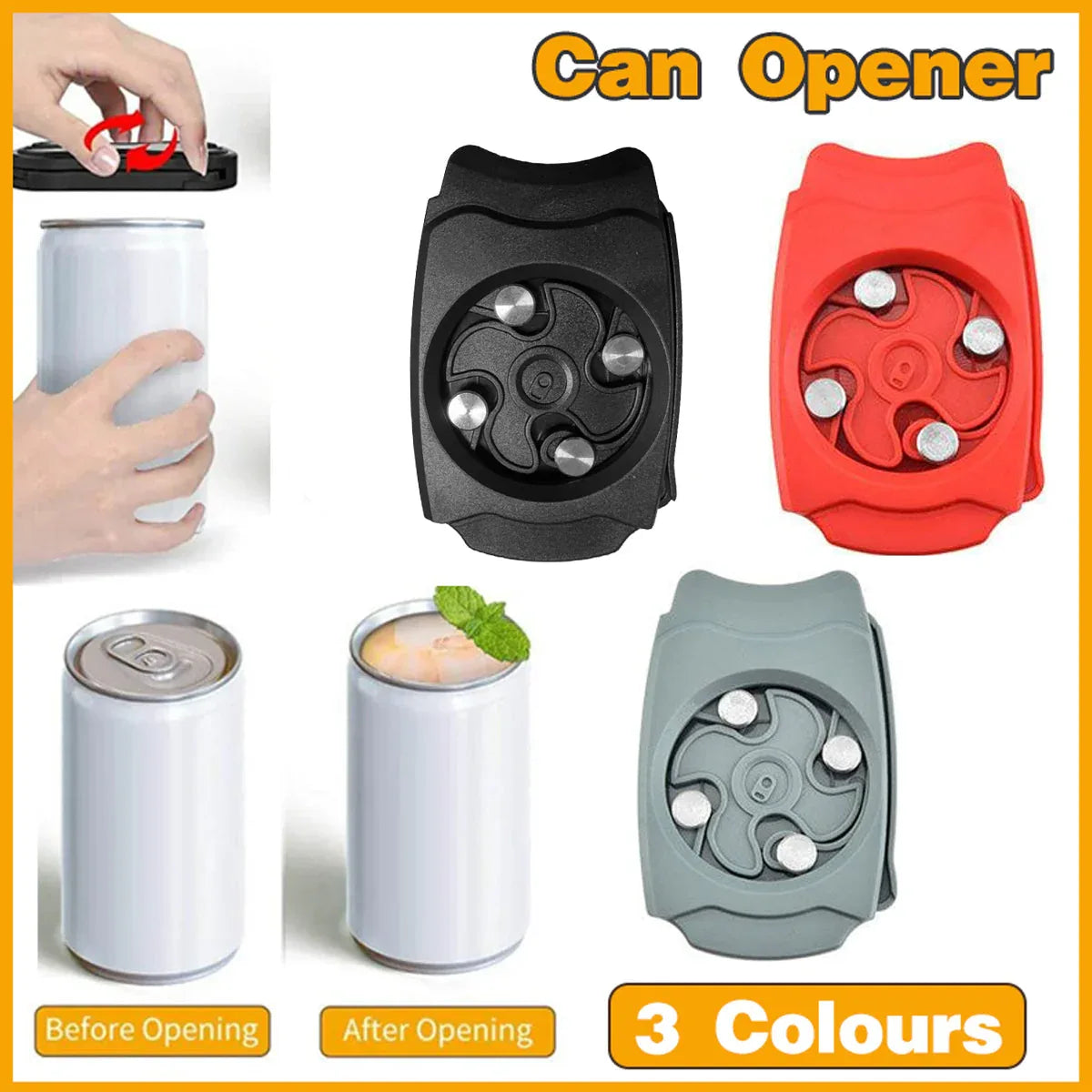 Topless Can Opener Manual Kitchen Tool for Beer Soda and Tin Bottles - Black - Mekamart Australia