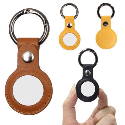 For Apple Airtag Leather Case Cover Air Tag Keychain Holder Sleeve Shell Tracker - Yellow