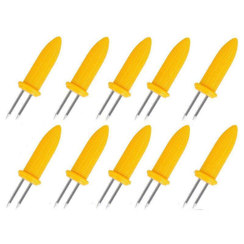 BBQ Corn Holders Set of 10 Reusable Stainless Steel Skewers for Kitchen and Grill - Mekamart Australia