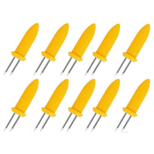 BBQ Corn Holders Set of 10 Reusable Stainless Steel Skewers for Kitchen and Grill - Mekamart Australia
