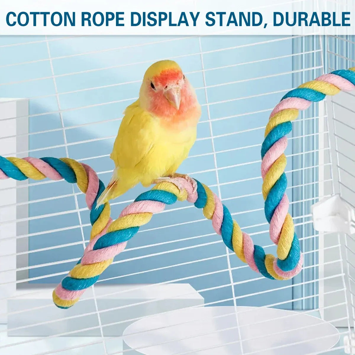 U Shaped Parrot Cotton Rope Climbing Toy Perch Stand for Bird Cage - 100cm