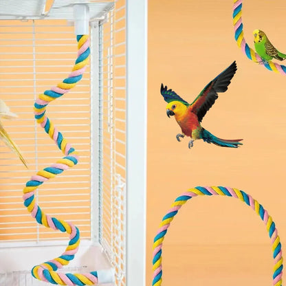 U Shaped Parrot Cotton Rope Climbing Toy Perch Stand for Bird Cage - 100cm