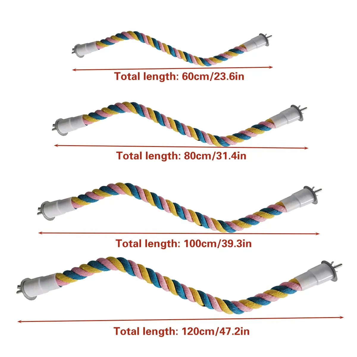 U Shaped Parrot Cotton Rope Climbing Toy Perch Stand for Bird Cage - 120cm