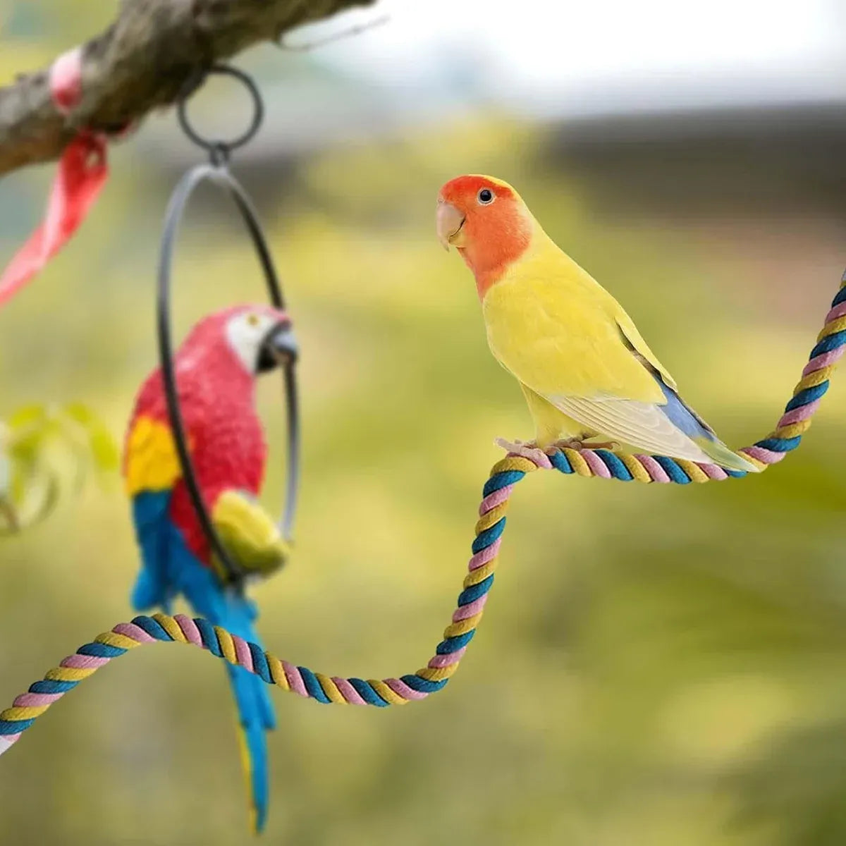 U Shaped Parrot Cotton Rope Climbing Toy Perch Stand for Bird Cage - 120cm
