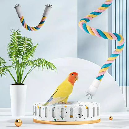U Shaped Parrot Cotton Rope Climbing Toy Perch Stand for Bird Cage - 120cm