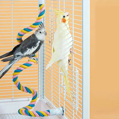 U Shaped Parrot Cotton Rope Climbing Toy Perch Stand for Bird Cage - 60cm