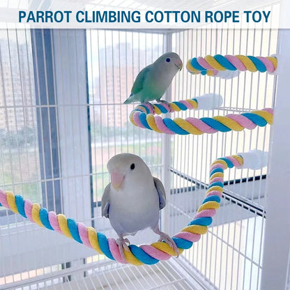 U Shaped Parrot Cotton Rope Climbing Toy Perch Stand for Bird Cage - 80cm