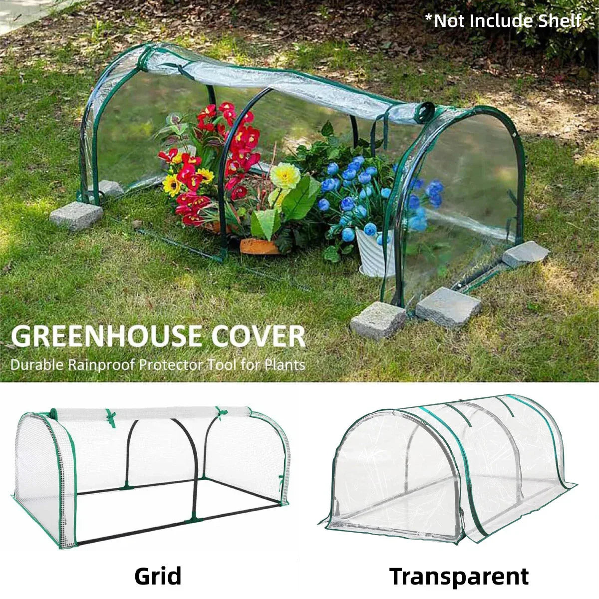 PVC Greenhouse Cover Replacement Plant Tent Garden Shelter No Frame - Transparent - Mekamart Australia