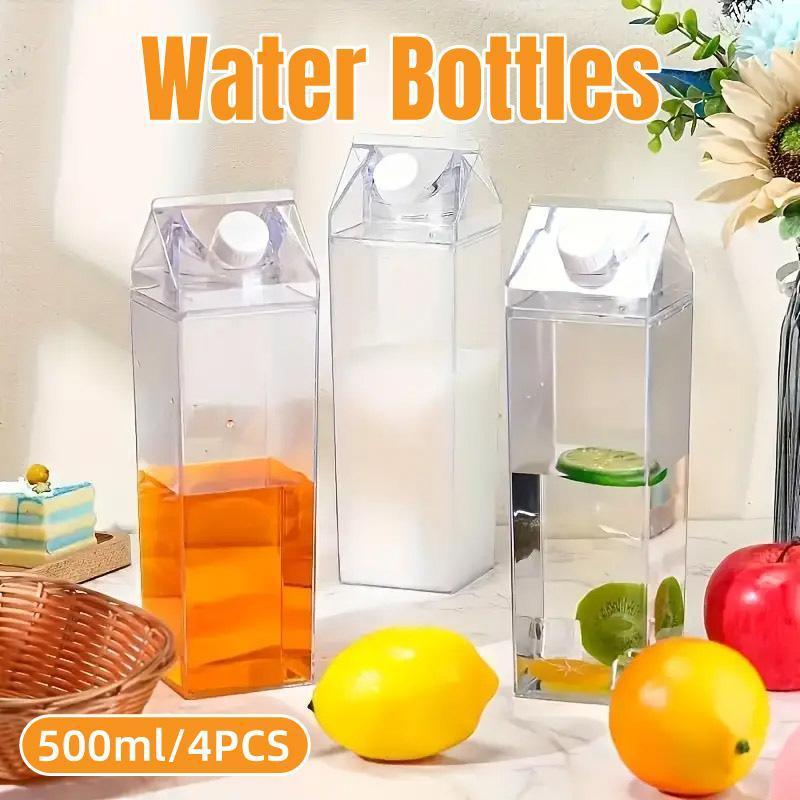 4pcs Large Capacity Square Mug Transparent Plastic Water Juice Drinking Cups - Mekamart Australia