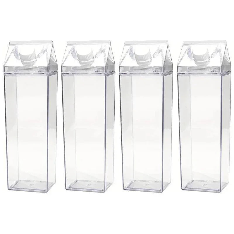 4pcs Large Capacity Square Mug Transparent Plastic Water Juice Drinking Cups - Mekamart Australia