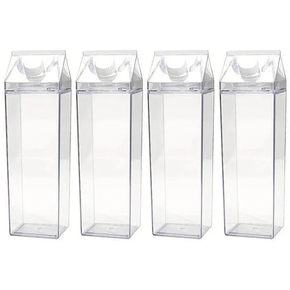 4pcs Large Capacity Square Mug Transparent Plastic Water Juice Drinking Cups - Mekamart Australia