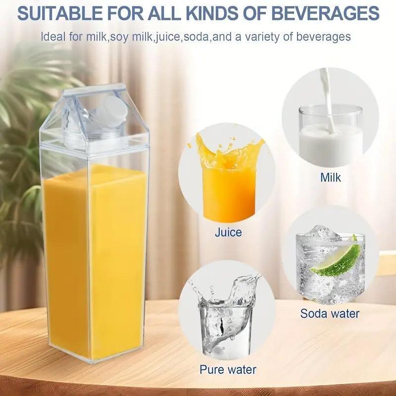 4pcs Large Capacity Square Mug Transparent Plastic Water Juice Drinking Cups - Mekamart Australia