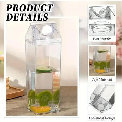 4pcs Large Capacity Square Mug Transparent Plastic Water Juice Drinking Cups - Mekamart Australia