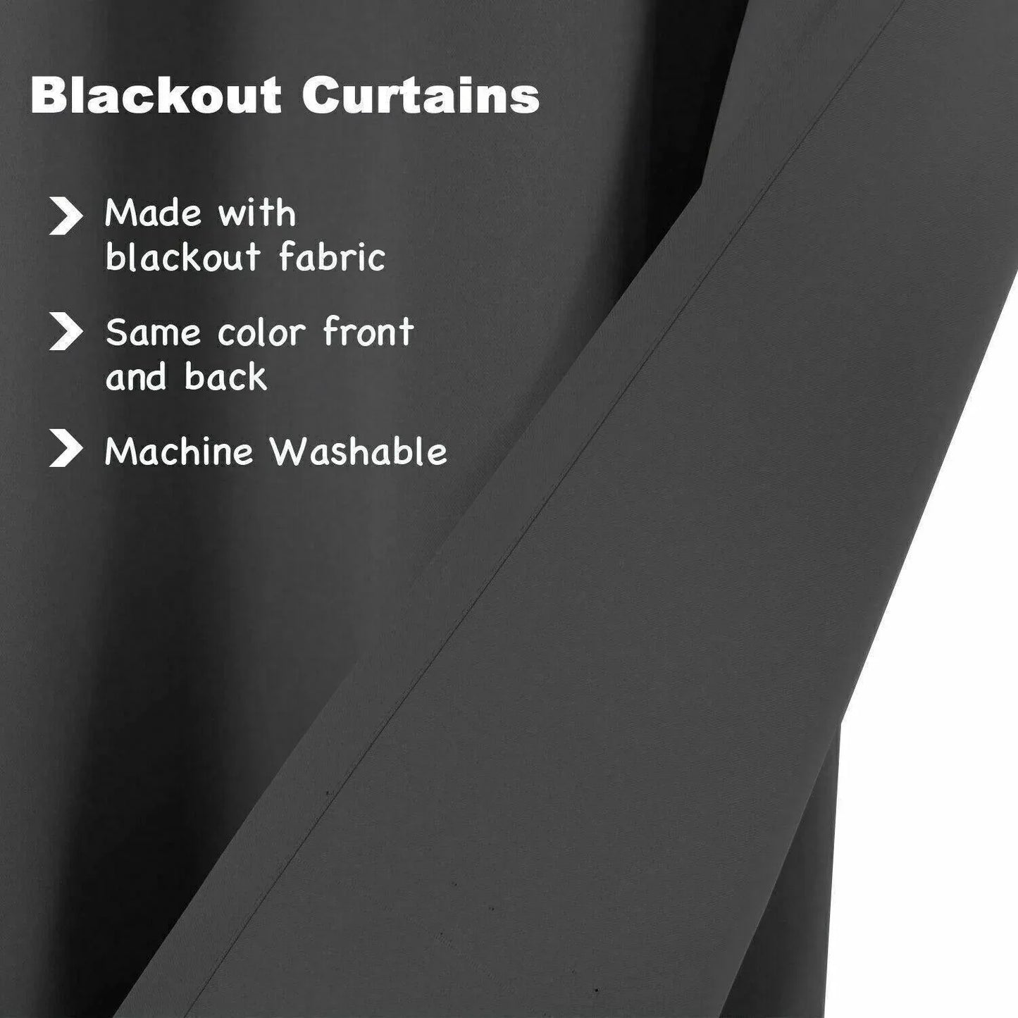 2pcs Semi Blackout Curtain Fabric Solid Colour Home Decor Drapes for Living Room - Black - 132x160cm - Mekamart Australia