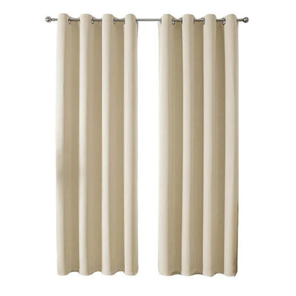 2pcs Semi Blackout Curtain Fabric Solid Colour Home Decor Drapes for Living Room - Light Grey - 132x244cm - Mekamart Australia