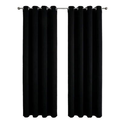 2pcs Semi Blackout Curtain Fabric Solid Colour Home Decor Drapes for Living Room - Yellow - 132x244cm - Mekamart Australia