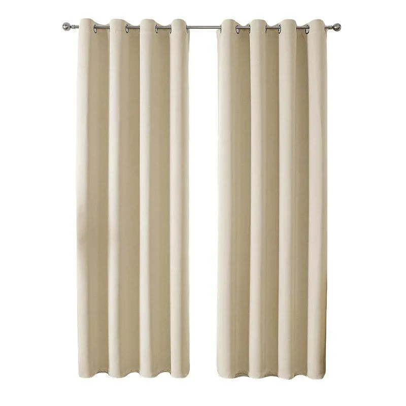 2pcs Semi Blackout Curtain Fabric Solid Colour Home Decor Drapes for Living Room - Yellow - 132x244cm - Mekamart Australia