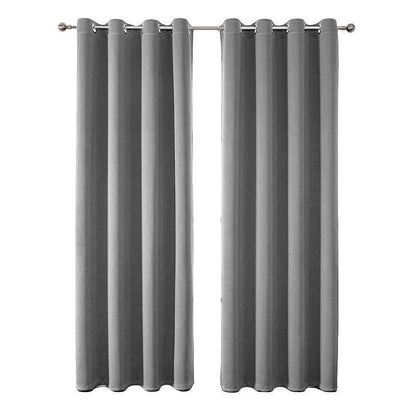 2pcs Semi Blackout Curtain Fabric Solid Colour Home Decor Drapes for Living Room - Yellow - 132x244cm - Mekamart Australia