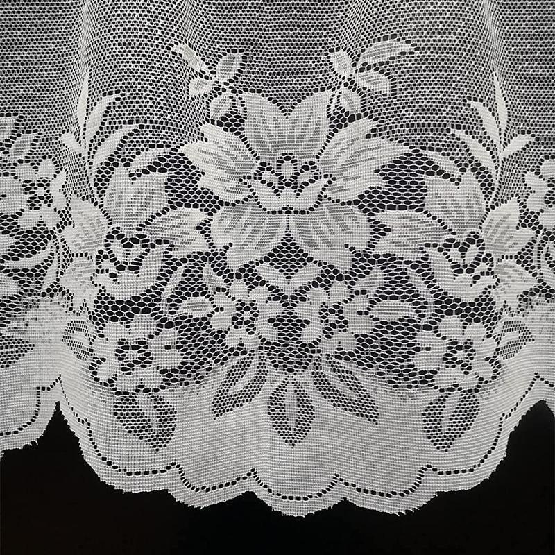 2Pcs/Set White Lace Kitchen Home Window Cafe Curtain W Scallope Edge 160Cm Wide - Mekamart Australia