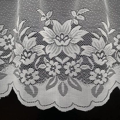 2Pcs/Set White Lace Kitchen Home Window Cafe Curtain W Scallope Edge 160Cm Wide - Mekamart Australia