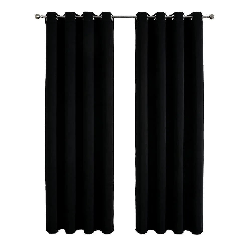 2pcs Semi Blackout Curtain Fabric Solid Colour Home Decor Drapes for Living Room - Dark Grey - 132x213cm - Mekamart Australia
