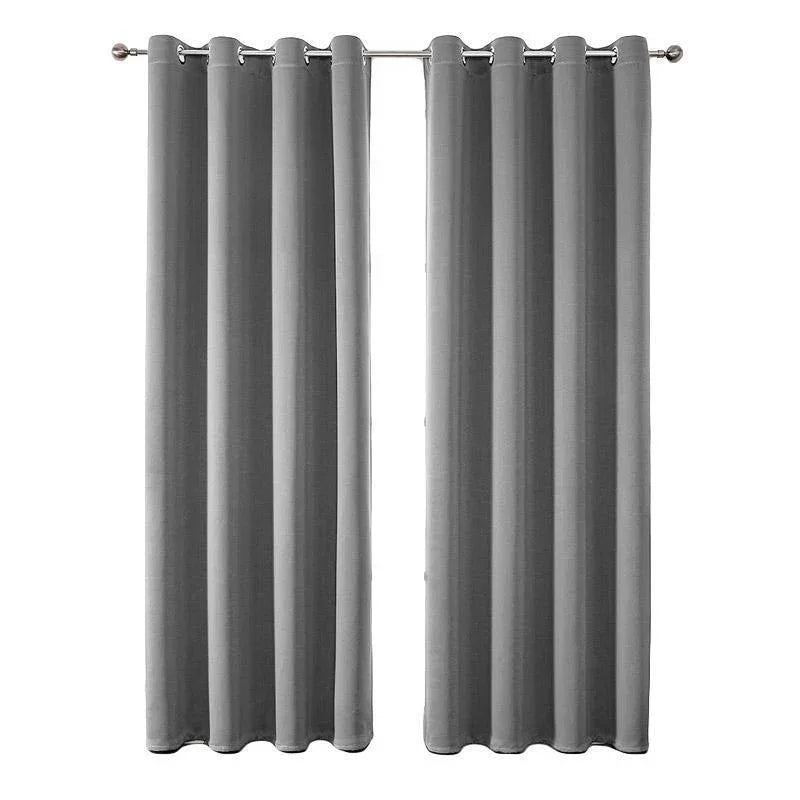 2pcs Semi Blackout Curtain Fabric Solid Colour Home Decor Drapes for Living Room - Dark Grey - 132x213cm - Mekamart Australia